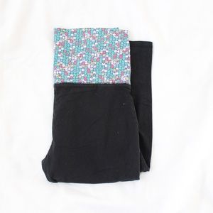 Mossimo Capri Black Leggings with Colorful Band
